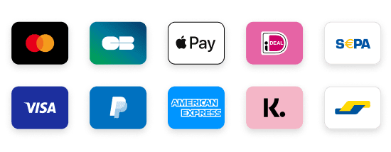 Betaalmethoden: iDEAL, PayPal, Visa, Mastercard, SEPA